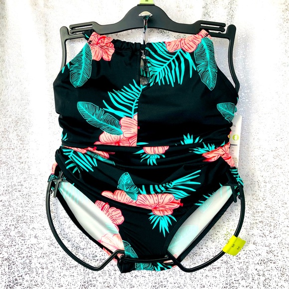 $10 SALE! Tummy Toning Control Tropical Leaf 1pc One Piece Swimsuit M (8-10) - Picture 2 of 8